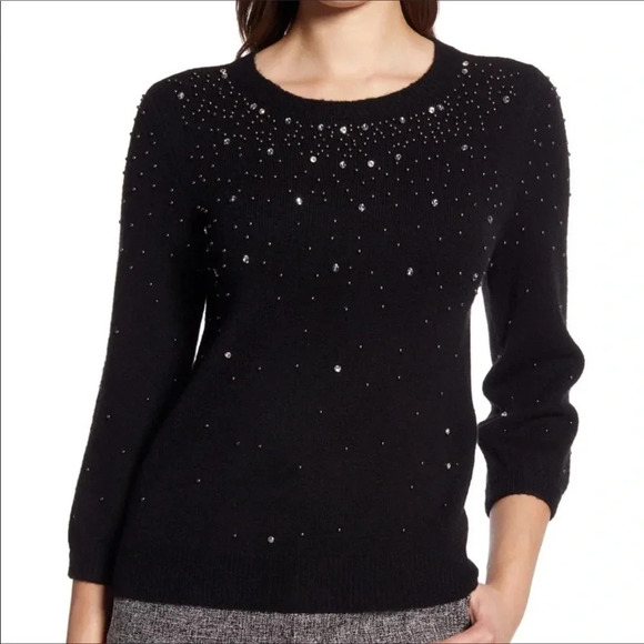 NWT Halogen Rhinestone Jewel Studded Pullover Sweater Size 2X - Picture 1 of 7